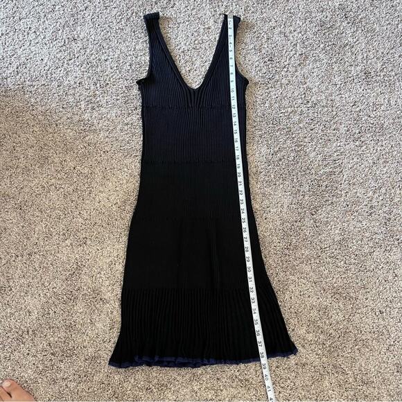 Rag & Bone Yasmine Ribbed Pleated V-Neck Tank Dress w/Blue Trim - Picture 13 of 14